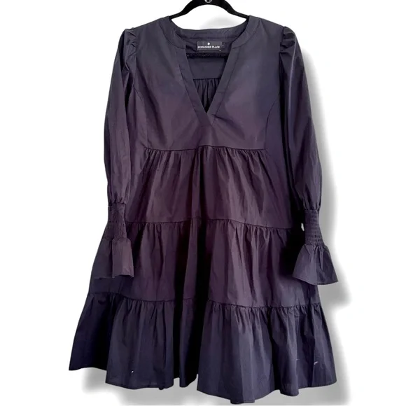 Tuckernuck POMANDER PLACE Navy Cotton Poplin Kenzo Dress Size Large - Picture 2 of 8